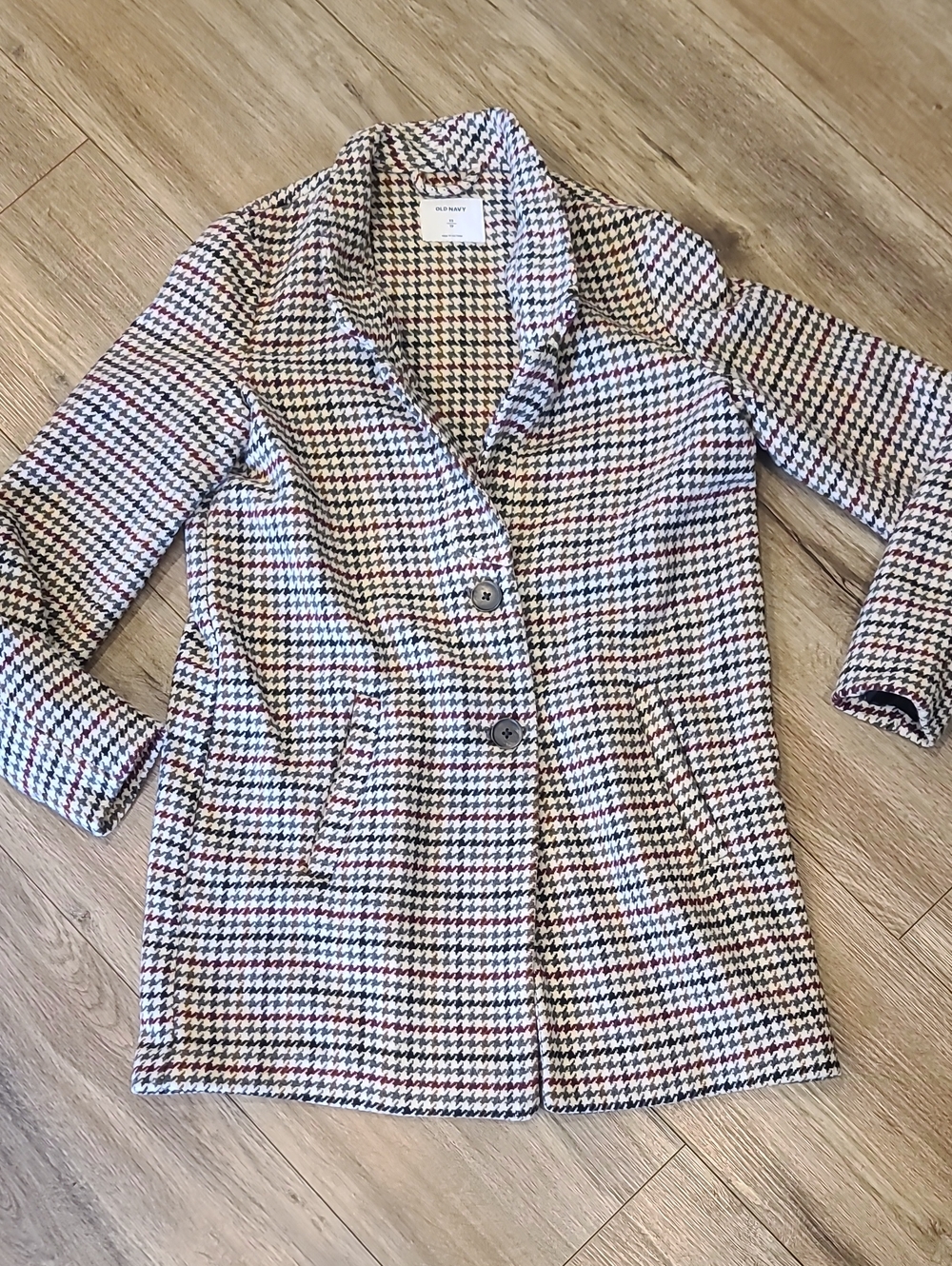 Old Navy Car Pea Coat Houndstoorh Print, Picjets, Oversized, Xs